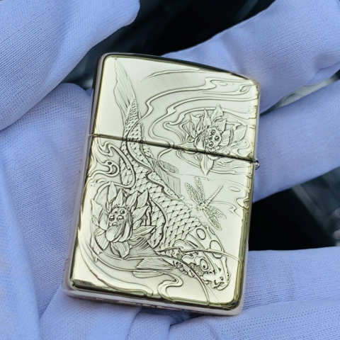 Bật Lửa Zippo Khắc Cá Chép Vượt Vũ Môn