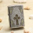 Bật Lửa Zippo Khắc Chữ Thập Và Kinh Thánh Màu Bạc