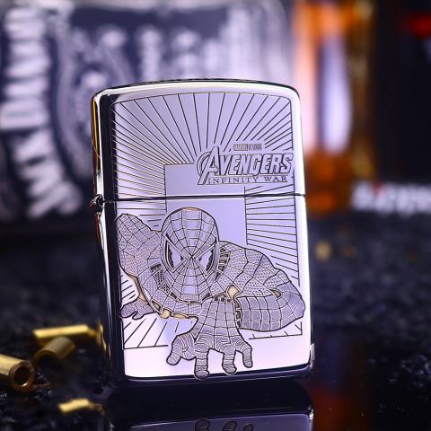 Bật Lửa Zippo Khắc Hình Người Nhện Bản Armor