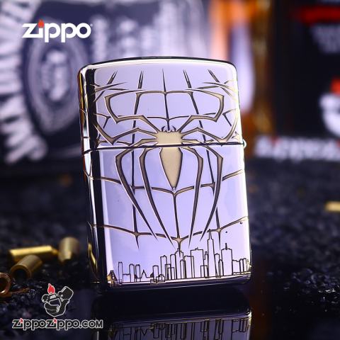 Bật Lửa Zippo Khắc Hình Người Nhện Bản Armor
