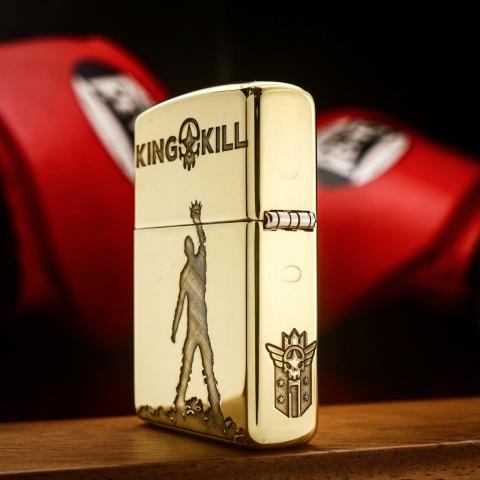 Bật lửa zippo khắc King Kill bản armor đồng bóng