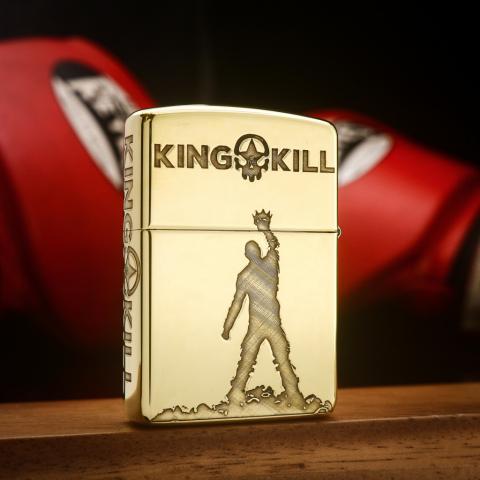 Bật lửa zippo khắc King Kill bản armor đồng bóng
