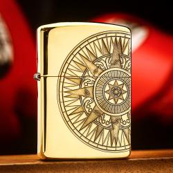 Bật lửa zippo khắc la bàn và bản đồ Ver.2 bản Armor đồng bóng - Mã SP: ZPC3324-169