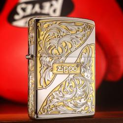 Bật Lửa Zippo Khắc Lô Gô Hoa Văn Trái Tim Mạ Chrome - Mã SP:  ZPC3289-250