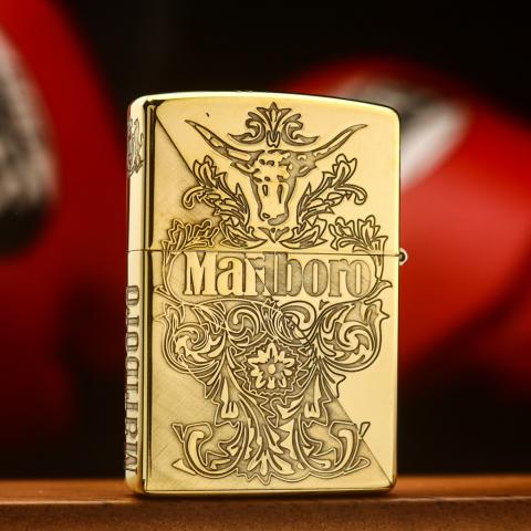 Bật lửa Zippo khắc Marlboro full 5 mặt bản đồng bóng giới hạn