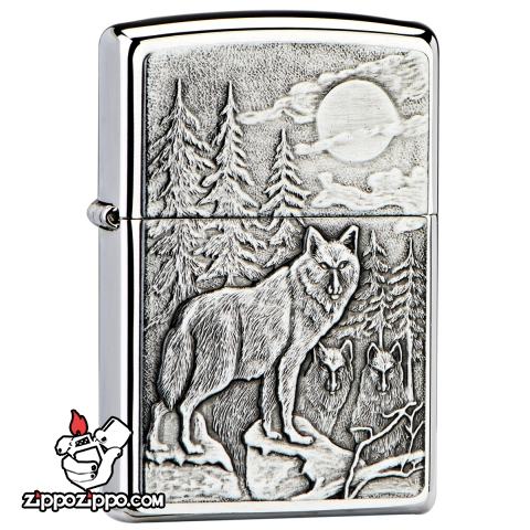 Bật lửa zippo khắc nổi hình sói