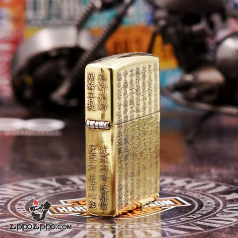 Bật lửa Zippo khắc nổi Tâm kinh đồng bóng bản Amor