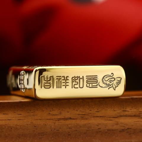 Bật lửa zippo khắc voi Thái Lan bản Armor đồng bóng