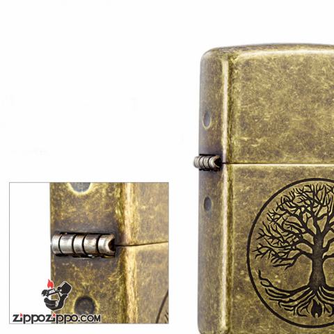 Bật Lửa Zippo Mạ Antique Brass Khắc Cây Sự Sống - SKU 29149