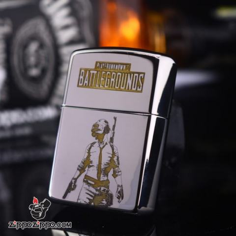 Bật Lửa Zippo Mạ Chrome Khắc Hình  Battleegrounos