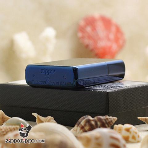 Bật Lửa Zippo Mạ Xanh Titan Hai Mặc Thẳng Sọc Dọc