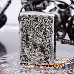 Bật Lửa Zippo Màu Bạc Chạm Khắc Hình Tỳ Hưu - Mã SP: ZPC1686