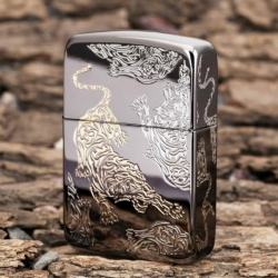 Bật lửa Zippo Màu Đen Bản 1941 khắc song hổ - Mã SP: ZPC1946
