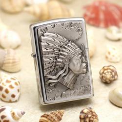 Bật Lửa Zippo Ốp Người Thổ Dân Da Đỏ - Mã SP: ZPC2628