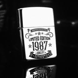 Bật lửa Zippo phiên bản Bạc nguyên khối Chạm Khắc Logo Limited 1987 Bản Armor