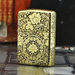 Bật lửa Zippo phiên bản đồng chạm khắc vòm hoa Mẫu Đơn vỏ dày - Mã SP: ZPC0866-169