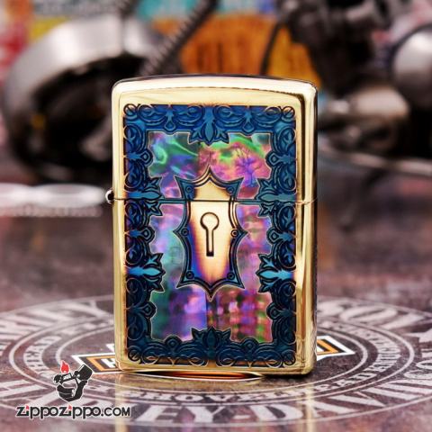 Bật Lửa Zippo Phiên Bản Giới Hạn Khắc Ô Khóa Đồng Đốt Khảm Trai