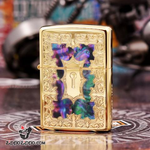 Bật Lửa Zippo Phiên Bản Giới Hạn Khắc Ô Khóa Mạ VÀng Khảm Trai