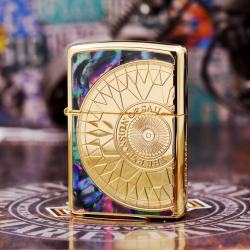 Bật Lửa Zippo Phiên Bản Giới Hạn Mạ Vàng Khắc La Bàn Khảm Trai - Mã SP: ZPC2555