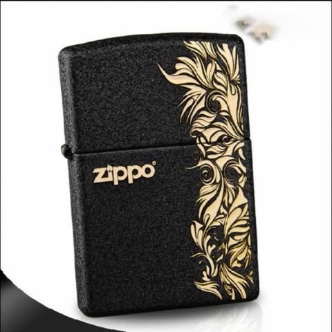 Bật lửa Zippo phiên bản Original đen nứt in hoa văn