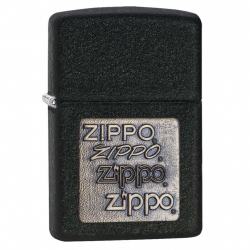 Bật Lửa Zippo Sơn Màu Đen Nhám Emblem Chữ Zippo Vàng - Logo Zippo SKU 362 – Zippo Brass Emblem Black Crackle