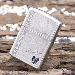 Bật lửa Zippo tình yêu chính hãng màu xám cổ - Mã SP: ZPC0035