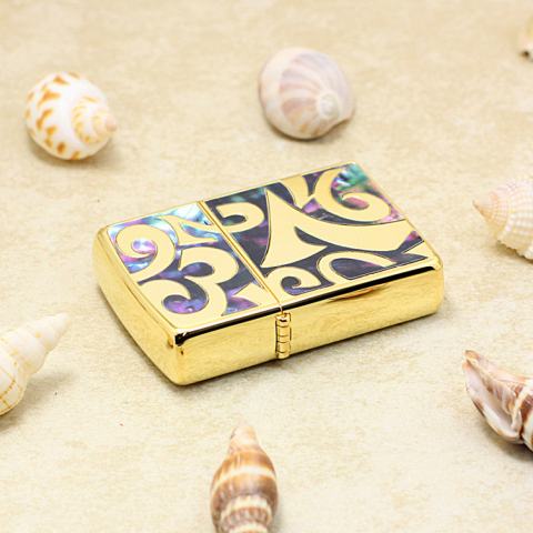 Bật Lửa Zippo Xuất Nhật Mạ Vàng Khảm Trai Các Con Số