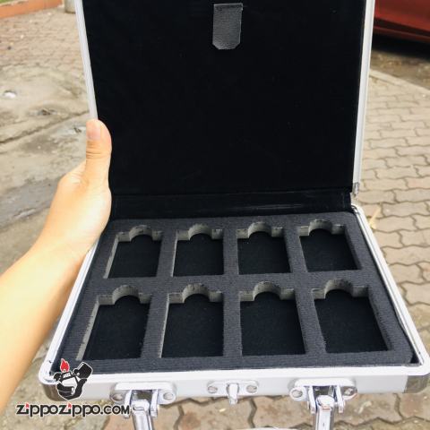 Hộp Đựng Zippo 16 Chiếc Khung Nhôm Mặt Kính Sang Trong