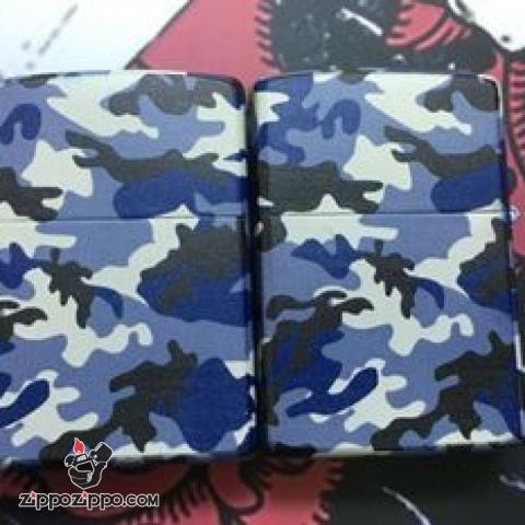 Zippo 214 Sơn Tính Điện Màu Xanh Vân Đen