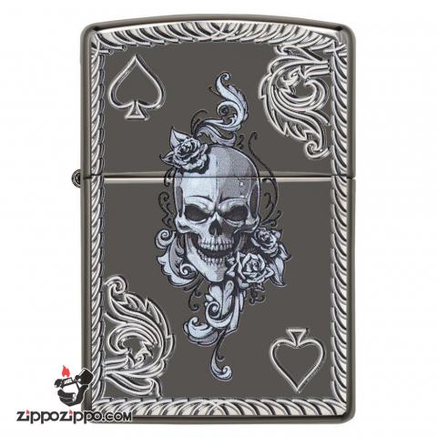 Zippo 29666 – Zippo Armor Skull and Spades Black Ice