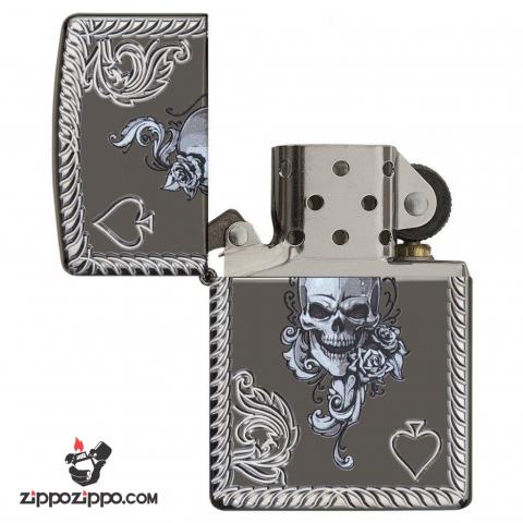Zippo 29666 – Zippo Armor Skull and Spades Black Ice