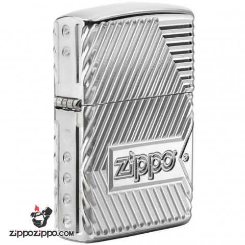Zippo 29672 – Zippo Armor Multicut Bolts and Flame High Polish Chrome