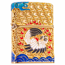 Zippo Bọc Lưới Mạ Vàng Chủ Đề Tiên Hạc - Mã SP: ZPC4263