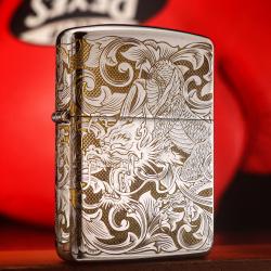 Zippo Chất Liêu Đồng Mạ Chrome Khắc Hình Rồng Nguyên Con - Mã SP: ZPC1708-167