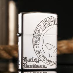 Zippo Chính Hãng Bạc Khắc Đầu Lâu Harley Davidson - Mã SP: ZPC1018