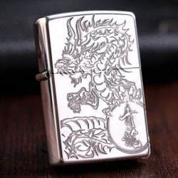 Zippo Chính Hãng Bạc Khắc Sâu Tứ Linh Thanh Long - Mã SP: ZPC1065
