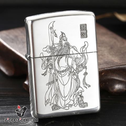 Zippo Chính Hãng Bạc Khối 925 Khắc Quan Vân Trường
