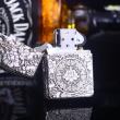 Zippo Chính Hãng Bạc Khối Khắc Vòm Hoa Mẫu Đơn Xung Quanh Phiên Bản Giới Hạn