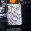 Zippo Chính Hãng Bạc Khối Khắc Vòm Hoa Mẫu Đơn Xung Quanh Phiên Bản Giới Hạn