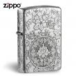 Zippo Chính Hãng Bạc Khối Khắc Vòm Hoa Mẫu Đơn Xung Quanh
