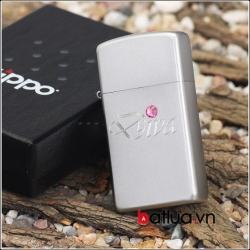 Bật Lửa Zippo Bản Nhỏ Nhám Satin Chữ Diva - SKU 24573 – Zippo Slim Diva Silver Style - Mã SP: ZPC1863