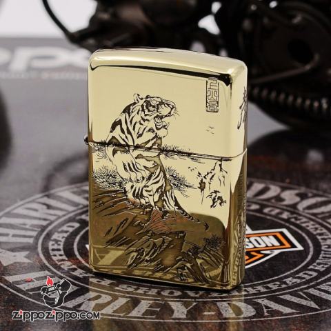Zippo Chính Hãng Đồng Bóng Khắc Chúa Sơn Lâm  bản armor