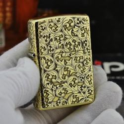 Zippo Chính Hãng Đồng Bóng Khắc Hoa Văn 5 Mặt Phiên Bản 256 - Mã SP: ZPC1168-254