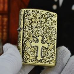 Zippo Chính Hãng Đồng Khắc Hoa Văn Xung Quanh Thánh Giá Bản Amor - Mã SP: ZPC1167-169