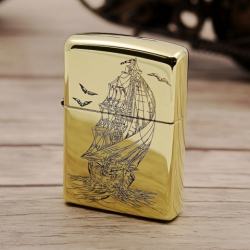 Zippo Chính Hãng Đồng Bóng Khắc Thuận Buồm Xuôi Gió - Mã SP: ZPC1149-169