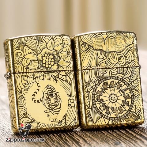 Zippo Chính Hãng Đồng Khắc 12 Con Giáp Tuổi Dần (hổ)
