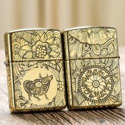 Zippo Chính Hãng Đồng Khắc 12 Con Giáp Tuổi Sửu ( trâu) - Mã SP: ZPC1639