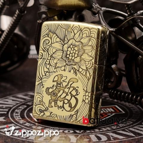 Zippo Chính Hãng Đồng Khắc 12 Con Giáp Tuổi Tuất