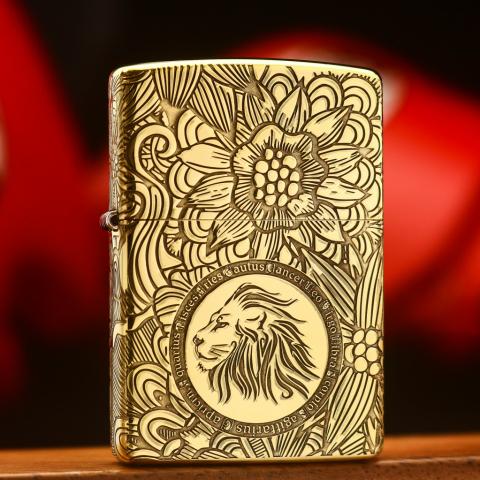 Zippo Chính Hãng Đồng Khắc Cung Hoàng Đạo Sư Tử