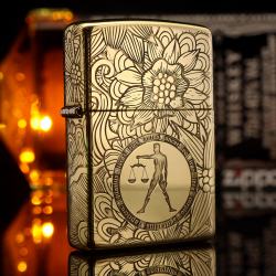 Zippo Chính Hãng Đồng Khắc Cung Hoàng Đạo Thiên Bình - Mã SP: ZPC1343
